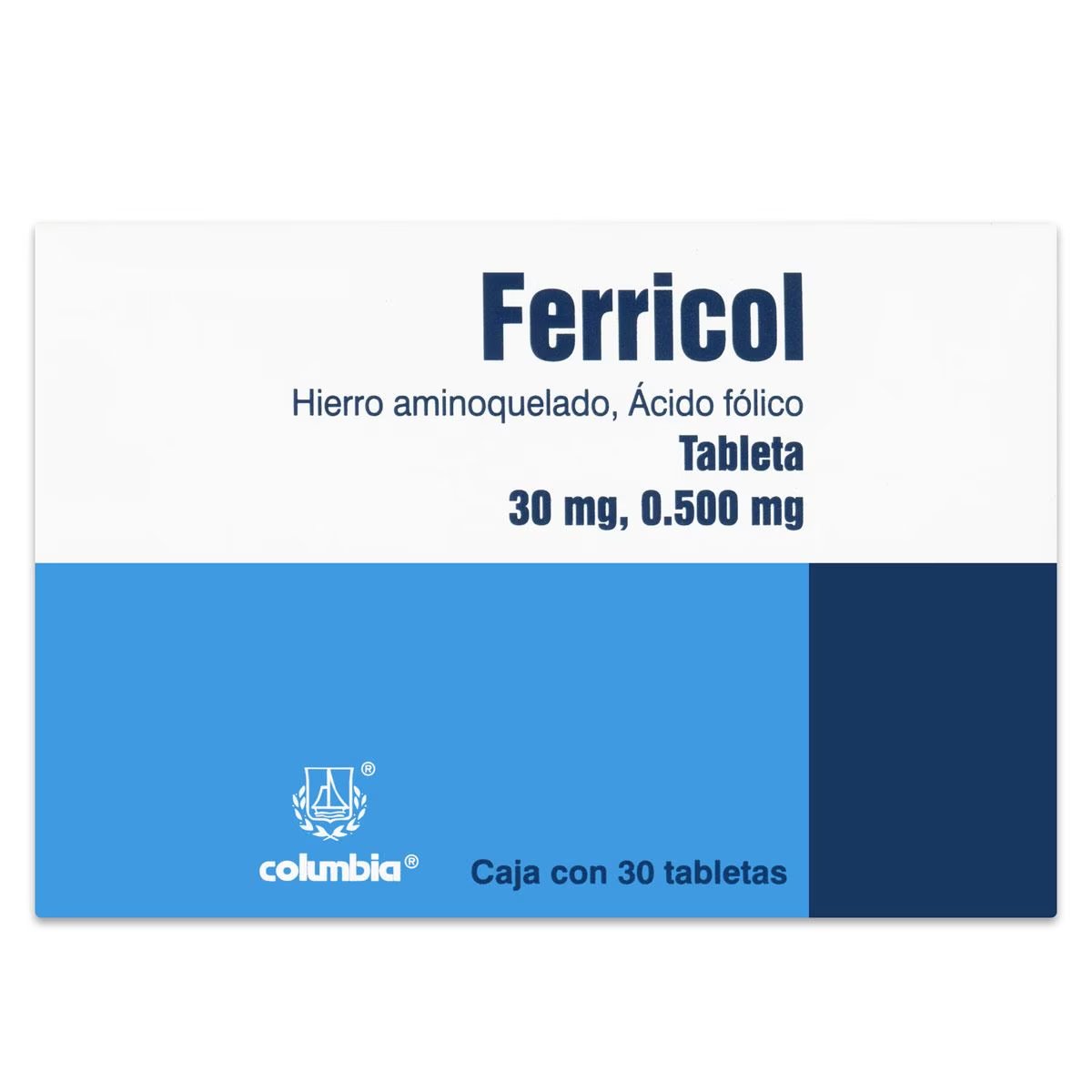 FERRICOL 30MG/500MCG 30 TAB