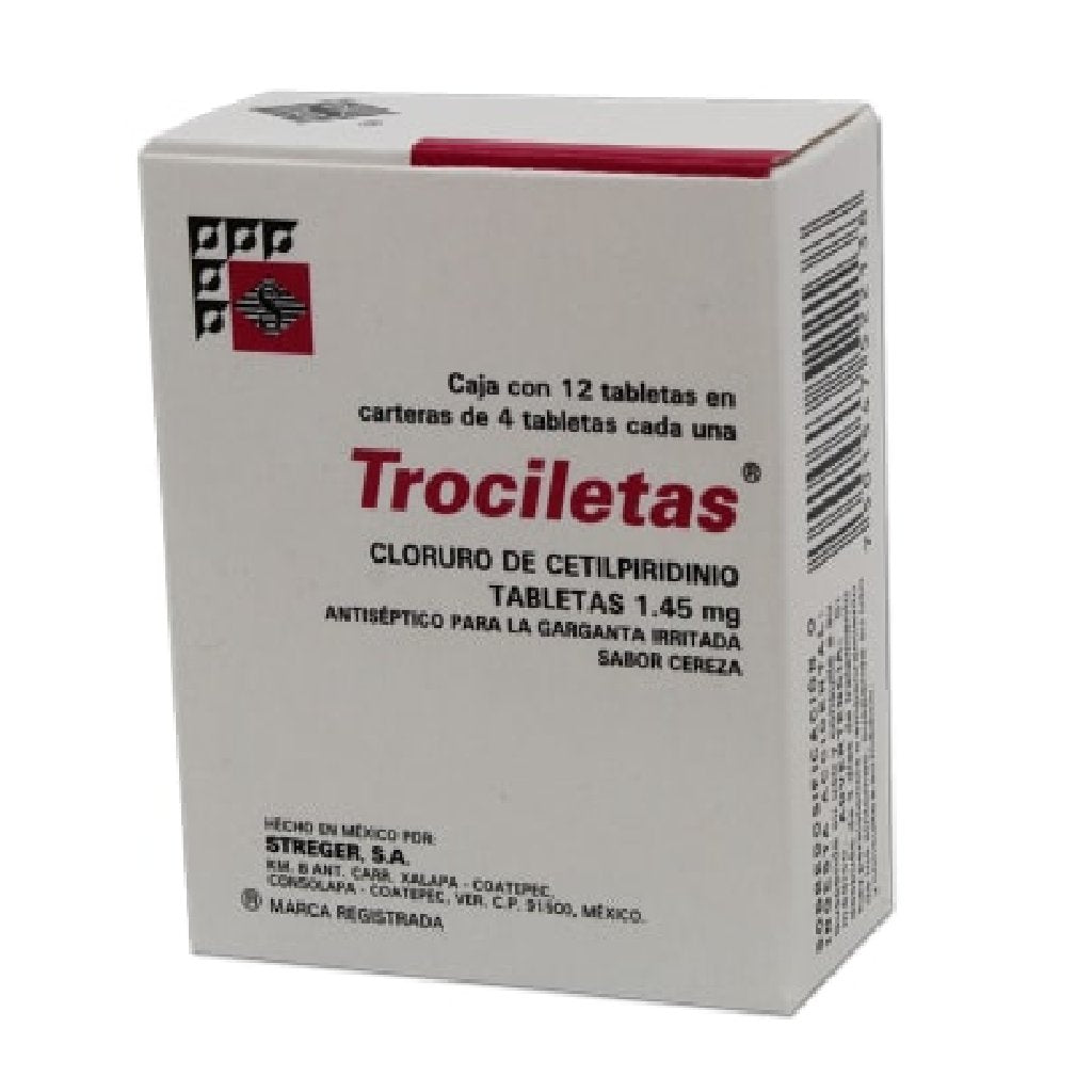 TROCILETAS CEREZA 12 TAB 1.45 MG