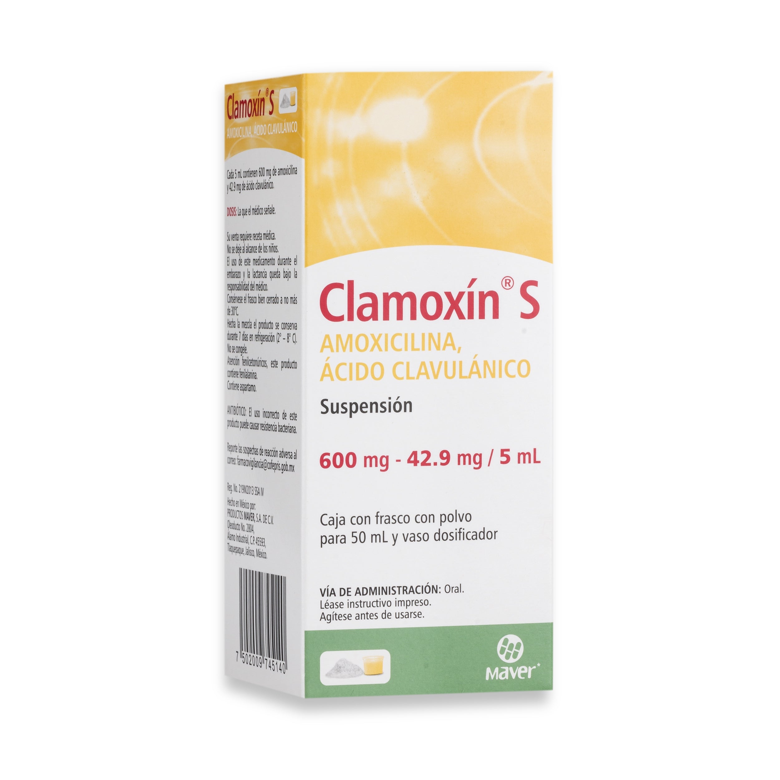 CLAMOXIN S 1 SUSP 600/42.90MG/50 ML