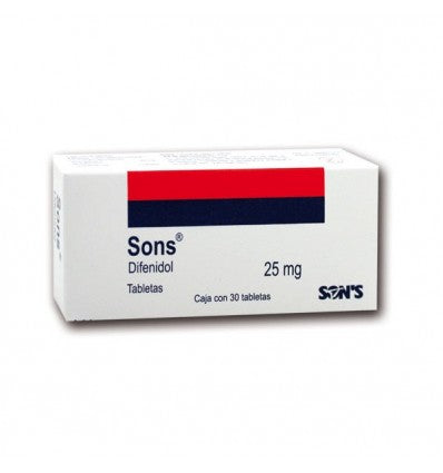 SONS DIFENIDOL 30 TAB 25MG SONS