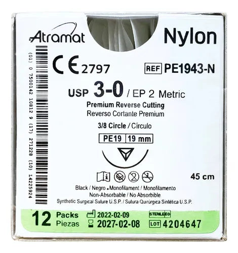 SUTURA NYLON ATRAMAT 19MM MOD G CE1943 N