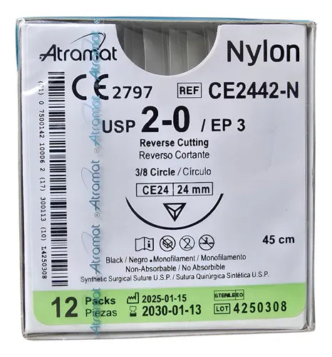 SUTURA NYLON ATRAMAT 24MM MOD G CE2442 N