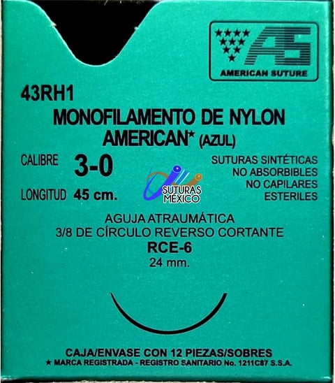 SUTURA NYLON MONOFILAMENTO 3-0 AMERICAN