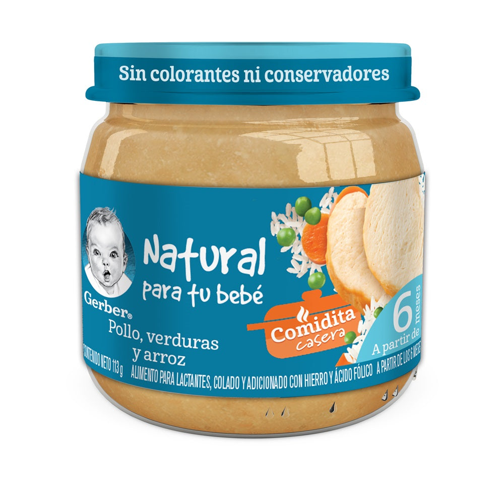 GERBER 2A PURE POLLO VERD ARROZ 113G